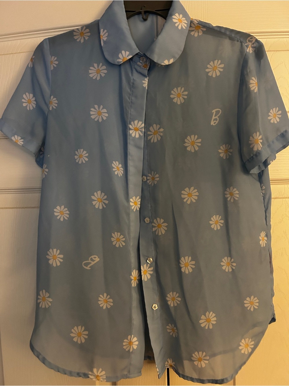 Blackmilk Light Blue Daisy Button-Down Shirt